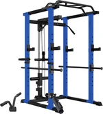 Enhance Home Workouts with Adjustable Power Cage, 1000Lbs Capacity, for Strength Training and Pull-, Black and Blue