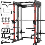 Smith Machine Power Rack, Eryntix All-in-One Power Cage with Cable Crossover, Squat Rack, LAT Pulldown & Pull-Up Bar, 2600LBS Capacity Home Gym Equipment with 18 Attachments for Strength Training
