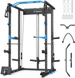 MERACH Power Cage, Multi-Functional Squat Rack for Home Gym with Cable Crossover System, 1600LBS Weight Capacity, Strength Training Equipment with Attachments