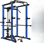 Modern Multi-functional Power Cage Pullup Squat Rack 1000Lbs Capacity Comprehensive Fitness Barbell Rack with 7ft Olympic Bar