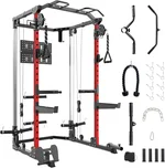 Power Cage, Multi-Function Squat Rack with Dual Independent Pulley System, 2000LB Capacity Workout Cage with Adjustable Cable System and Training Attachment for Home Gym