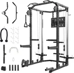 Power Cage, Multifunctional Squat Rack with Dual Independent Pulley System, 2000 LB Capacity Workout Cage with Adjustable Cable System for Home Gym