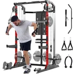 Multi-Function Power Cage with Dual Independent Pulley System, 2000LB Capacity Power Rack & Cable Crossover, 10-in-1 Home Gym Station for Full Body Workout